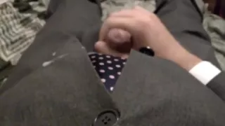Wank & cum on suit & tie (evening)