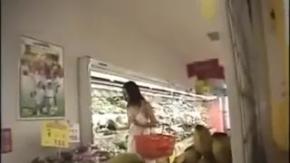 japanese naked girl shopping in the store