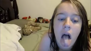 Super Cute Big Tits Chubby Sits On Her Bed With Only A Towel