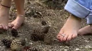 three barefoot girls