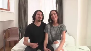 Cuckold jerks as he watches wife fuck