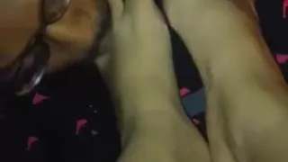 Man Creeping on Feet and Foot Worship