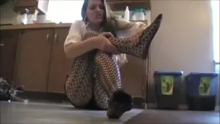 Girl Sprained Her Ankle Wearing High Heels and Fishnet Stockings