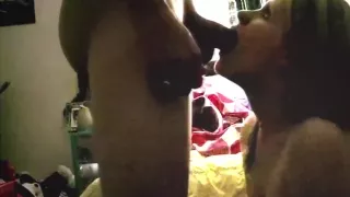 Sucking dick on her knees