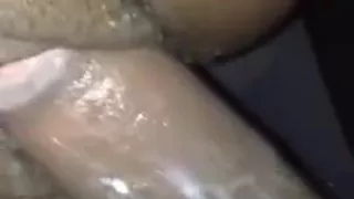Closeup wet dark pussy moaning on entry