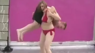 Strong girl showing strenght on terrace