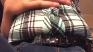 Teen girl belly digesting loudly