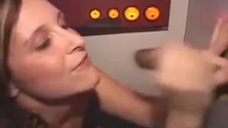 Blonde Dirtbag Blowjob And Facial Through Glory Hole