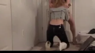 Fucking girl in black pvc pants