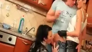 Big Guy Gets His Hard Cock Sucked By Two
