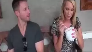 Blonde Handsome Dude Talking A Gorgeous Milf Into Sex