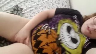 Sub plays with pussy while daddy is at work