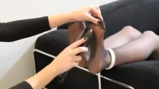 Nylon Tickling On The Couch