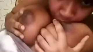 Late night light skin ebony girl showing me then titties