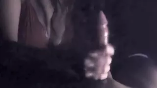 Step-brother gets first oiled up handjob from curvy sister