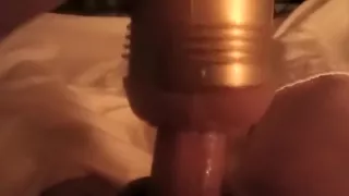 boy jerking off a huge dick and pouring himself with sperm