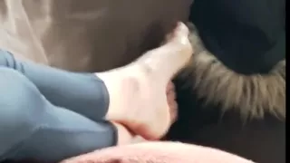 Candid student friend feet