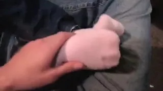 Lapjob foot fetish rubbing my cock in public sock godess