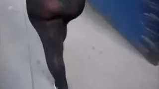 Wife see through spandex and see through panties in public walking Part 2