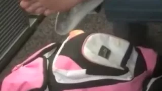 Public feet: Hot chic in airport playing with her own feet