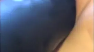 inflatable dildo stretching her pussy