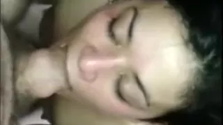 Mixed young teen sucks dick and finishes with facial