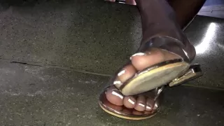 Mature ebony French tip toes