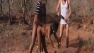 Naughty Black Babe Blowing Cock Outdoors