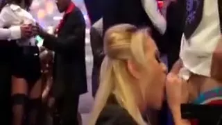 Classy Euro Pornstars Sucking Cock At This Formal Party