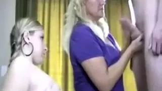Mommy Is A Good Teacher Of Blowjobs To Her Little Girl