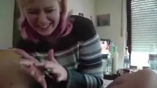 Blond German Girl Giving Handjob