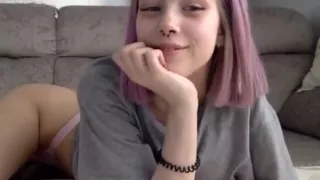 Pink Hair college girl Girl Amazing Solo Show on Webcam