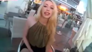 Sasha cums in her drink in public