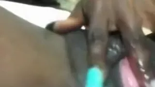 Ebony girl from the project playing with her wet pussy for me