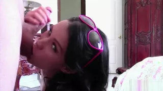 Naughty Megan is thrilled to fuck in her parents' bed