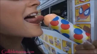 icecream truck teen cheerleader gets pounded and first taste of cum and swallow and facial