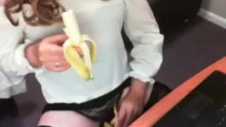 Playing with a banana