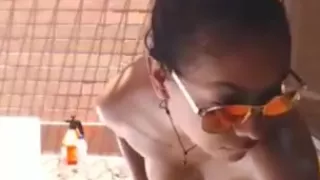 Nude in the backyard