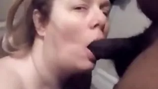 Slut sucks big black cock