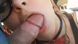 Hot nerd films herself on snapchat fucks and swallows cum
