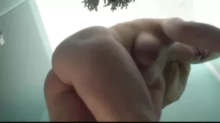 Lady with big boobs in poolcabin