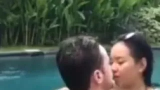 Indonesian fuck in pool during live