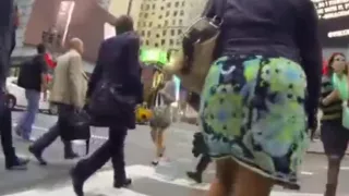 Big fluffy booty in colorful dress