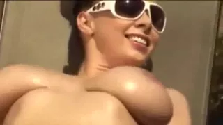 Sexy big tits babe outdoor