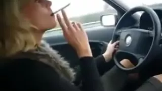 Hot women smoking in car