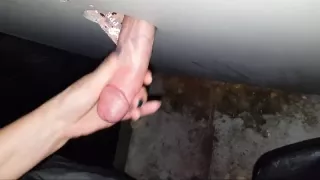 girlfriend  jerking a hot cock at the glory hole