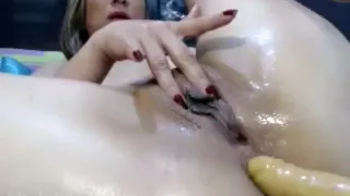 Huge ass anal dildo fuck