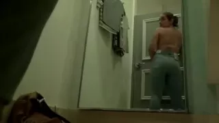 Dressing room voyeur red shirt