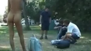 Classic european camping girl