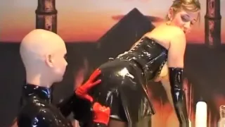 Andrea and Alicia in a lesbian orgy of sexy latex fetish queens